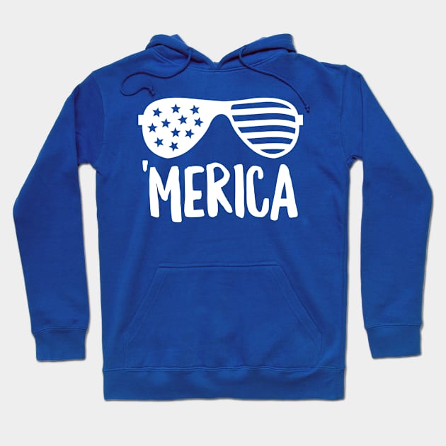 Merica Shades (White) Hoodie by DetourShirts